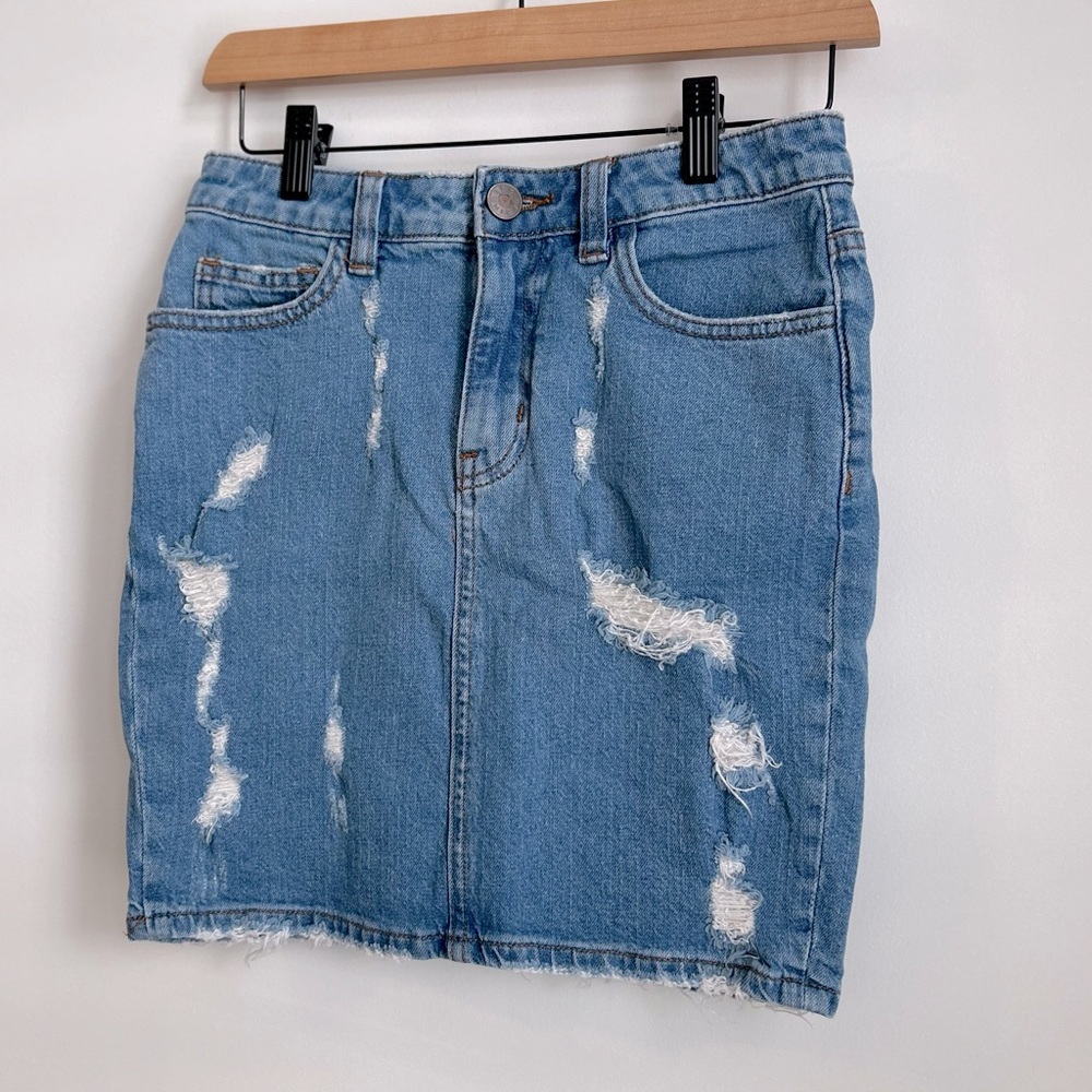 Urban Outfitters BDG Distressed Medium Wash Denim jean Skirt